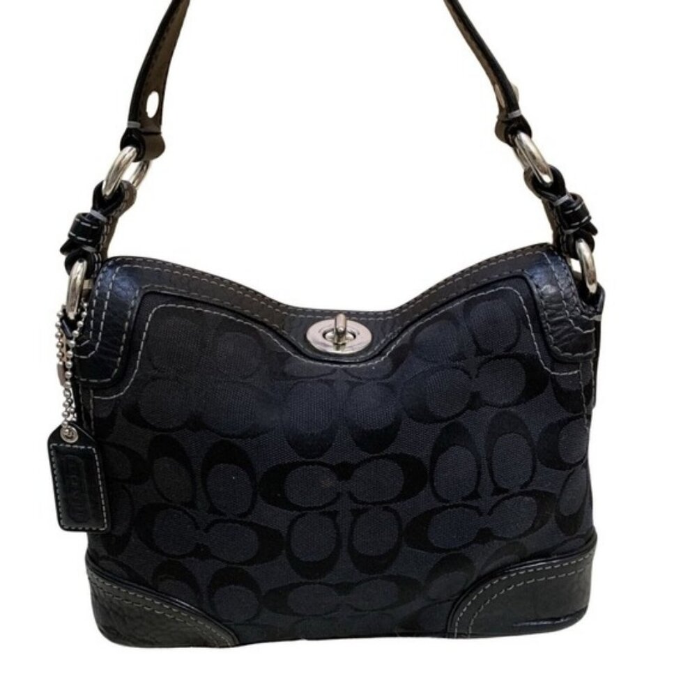 Coach Black Signature Canvas Shoulder Bag